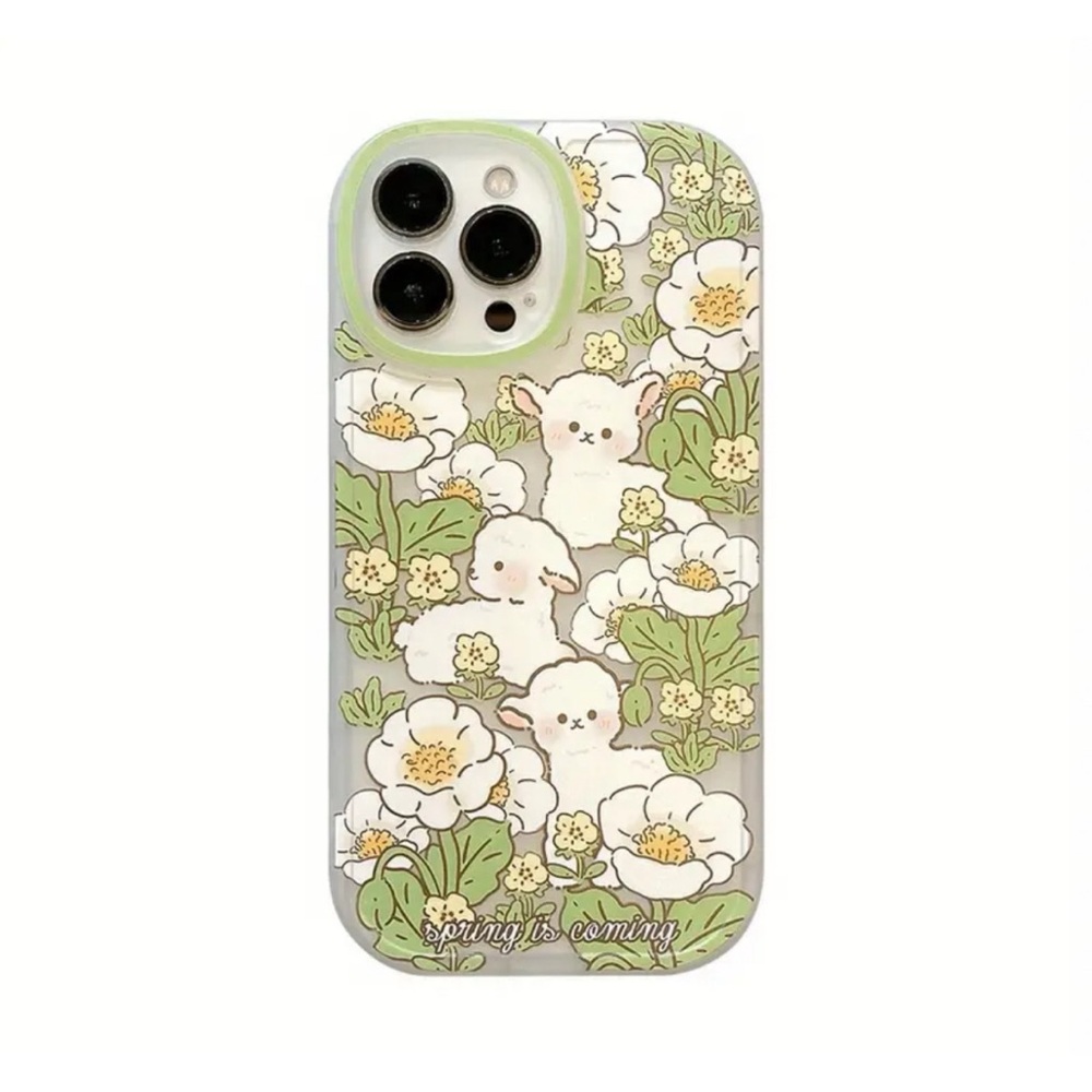 Transparent Frosted Lamb Flowers Spring iPhone 13 Case